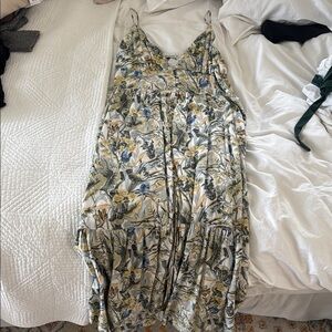 Abercrombie Floral Maxi Dress with Spaghetti Straps. front slit